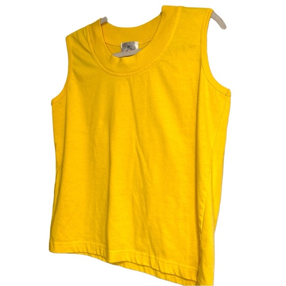 Vintage 90s SML Sport Yellow Tank Top Women’s Large Cotton Blend Activewear - Picture 3 of 17